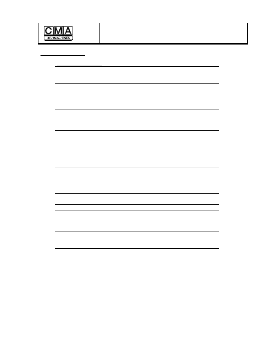 Specifications, Eah / ec dishmachine | CMA Dishmachines EAH/EC User Manual | Page 3 / 19