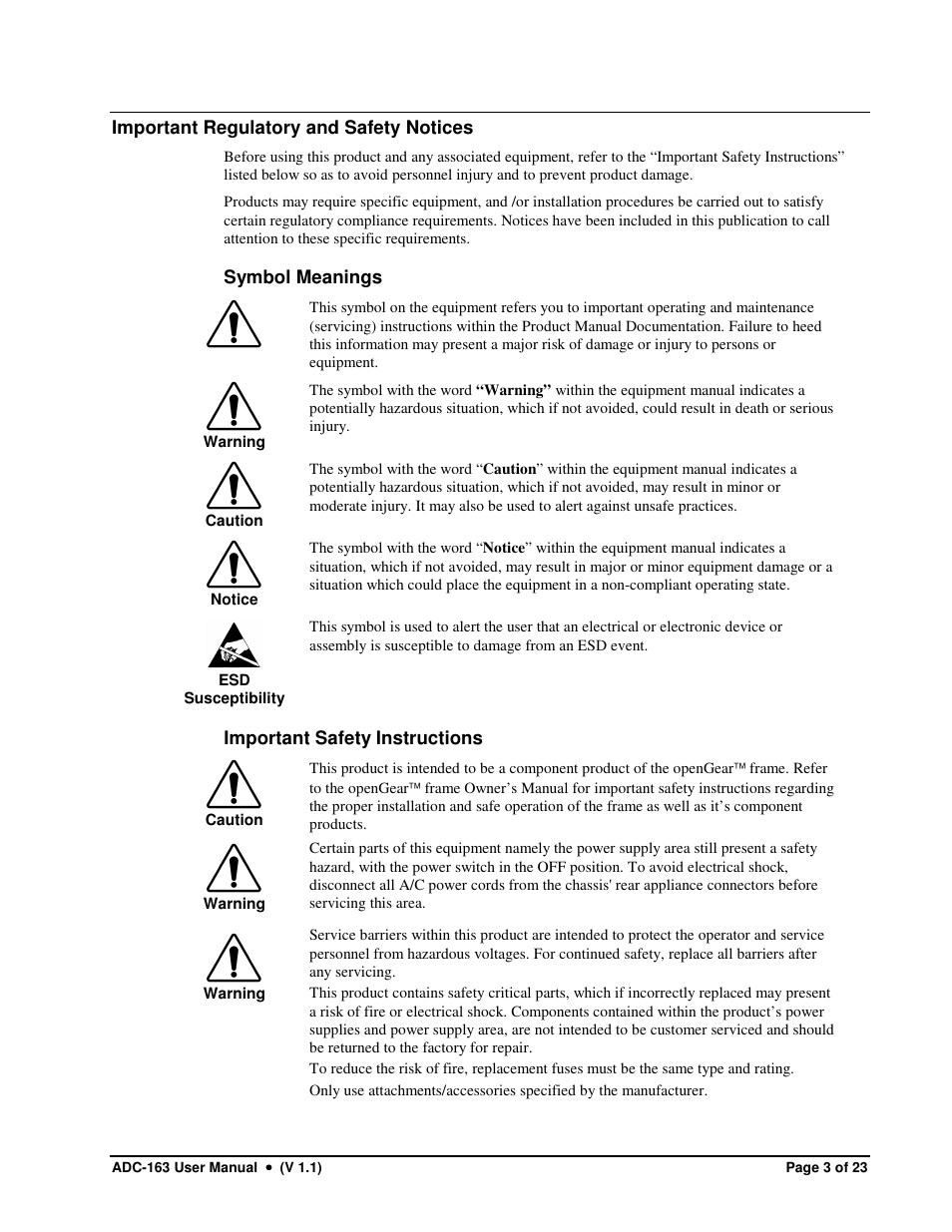 Sierra Video ADC-163 User Manual | Page 3 / 23