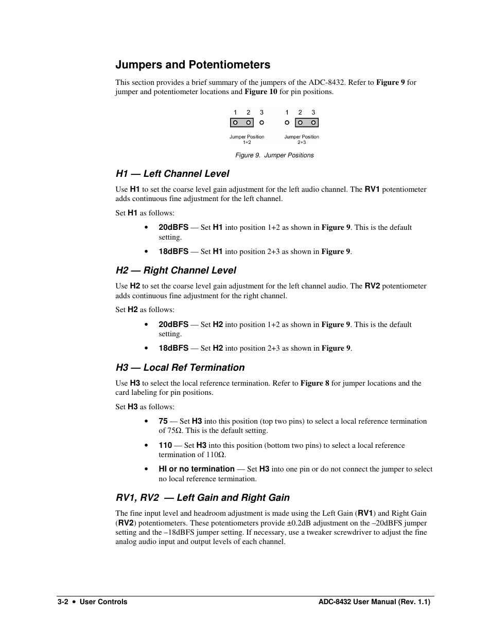 Jumpers and potentiometers | Sierra Video ADC-8432 User Manual | Page 20 / 33