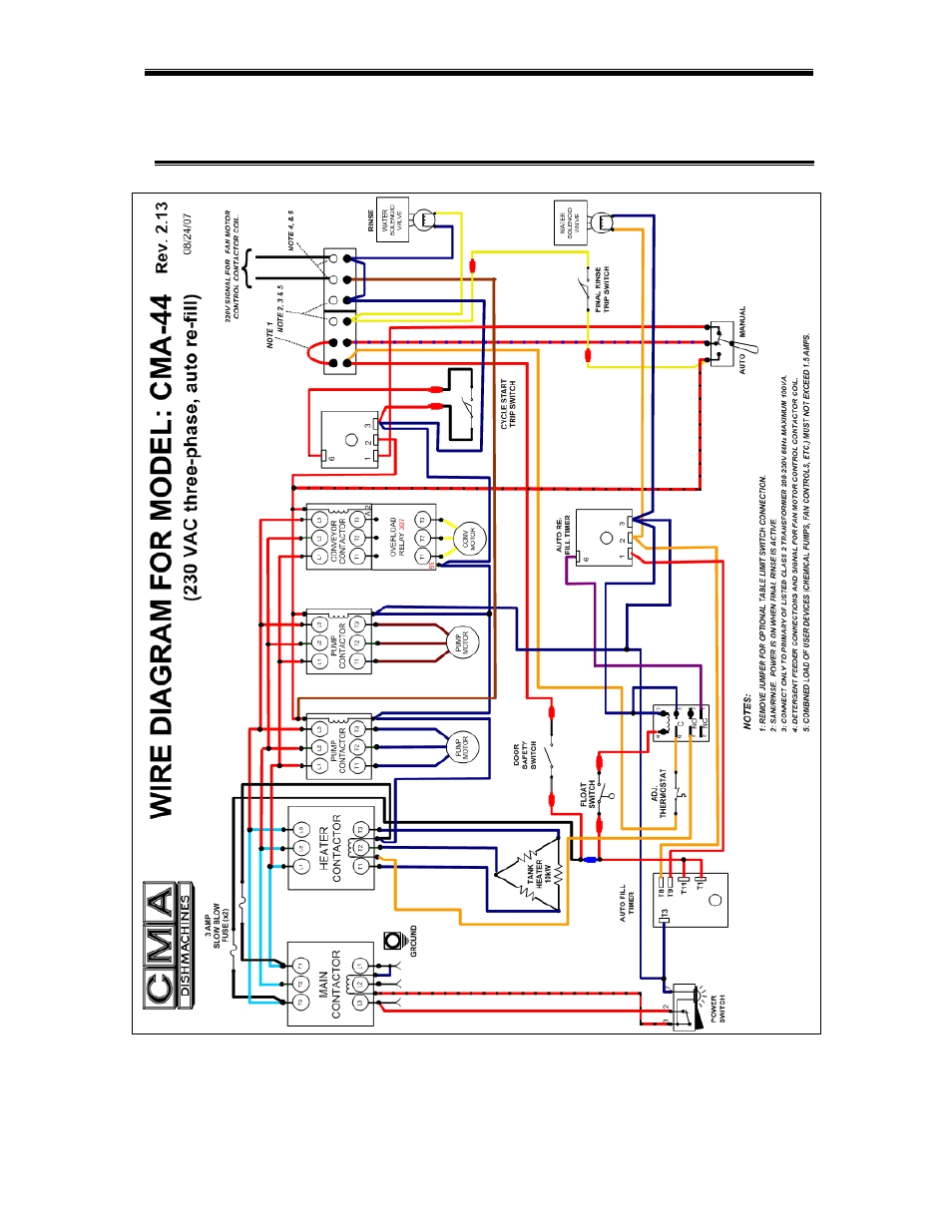 Electrical diagram, Electrical diagrams | CMA Dishmachines CMA-44 User Manual | Page 24 / 25