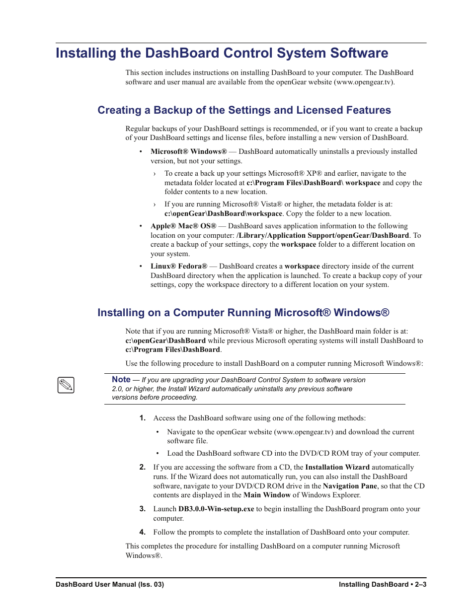 Installing the dashboard control system software | Sierra Video DashBoard Control System User Manual | Page 13 / 56