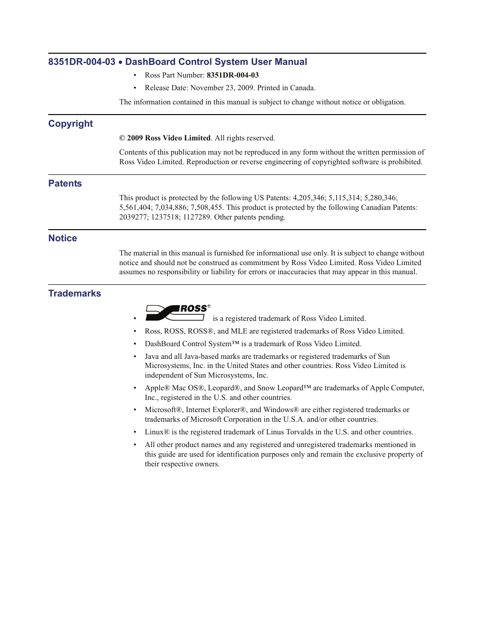 Manual information | Sierra Video DashBoard Control System User Manual | Page 2 / 56