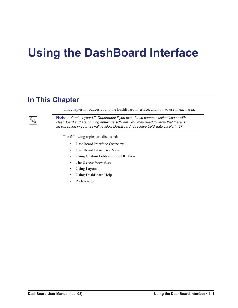 Using the dashboard interface | Sierra Video DashBoard Control System User Manual | Page 25 / 56