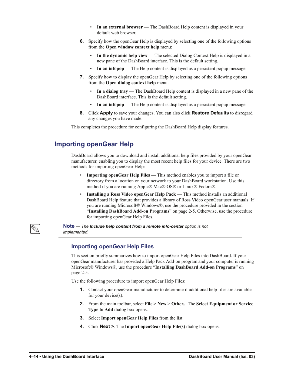 Importing opengear help, Importing opengear help files, Importing opengear help -14 | Sierra Video DashBoard Control System User Manual | Page 38 / 56