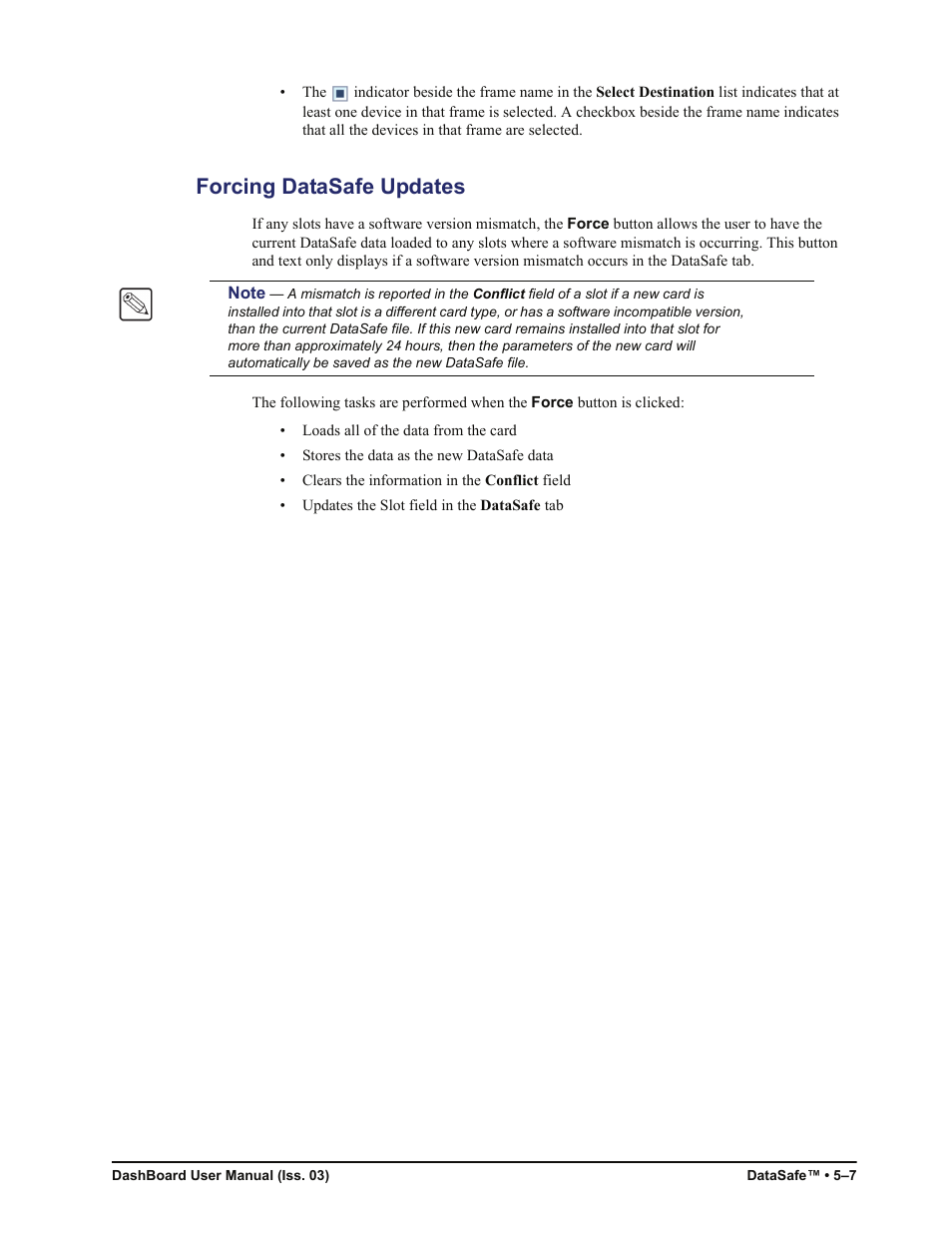 Forcing datasafe updates, Forcing datasafe updates -7 | Sierra Video DashBoard Control System User Manual | Page 47 / 56