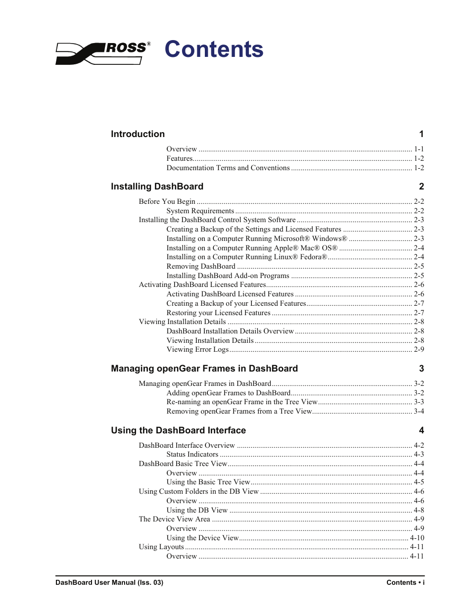 Sierra Video DashBoard Control System User Manual | Page 5 / 56