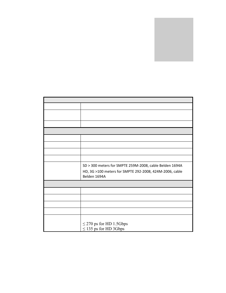 Specifications, Chapter | Sierra Video HDA-109 User Manual | Page 27 / 30