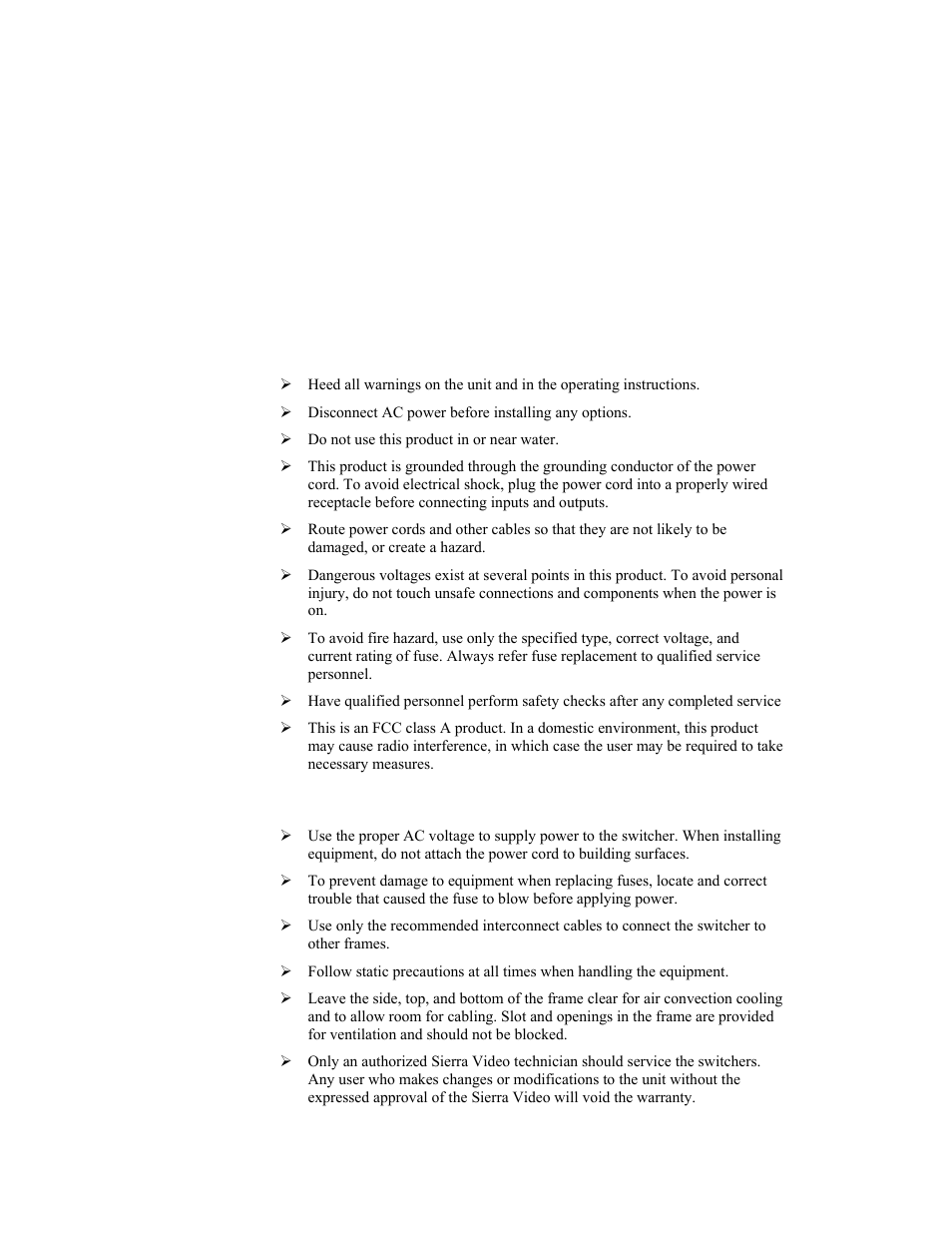Warnings & safety regulations, Warnings, Cautions | Sierra Video HDA-109 User Manual | Page 8 / 30