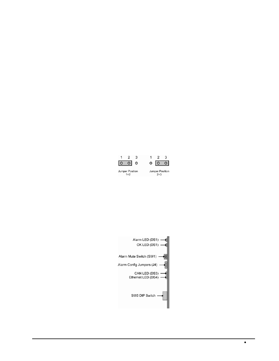 Sw3-3, sw3-4, Buttons and jumpers on the mfc-8320-n, Alarm mute button (sw1) | Reset button (sw2), Alarm config jumper (j4), Leds on the mfc-8320-n | Sierra Video MFC-8300 User Manual | Page 31 / 63