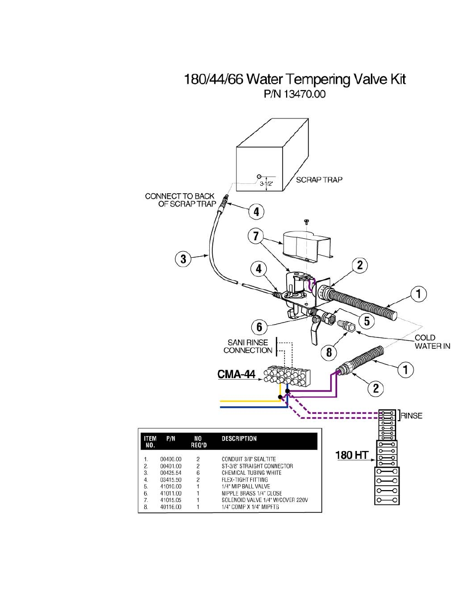 Water tempering kit | CMA Dishmachines CMA-180 User Manual | Page 10 / 19