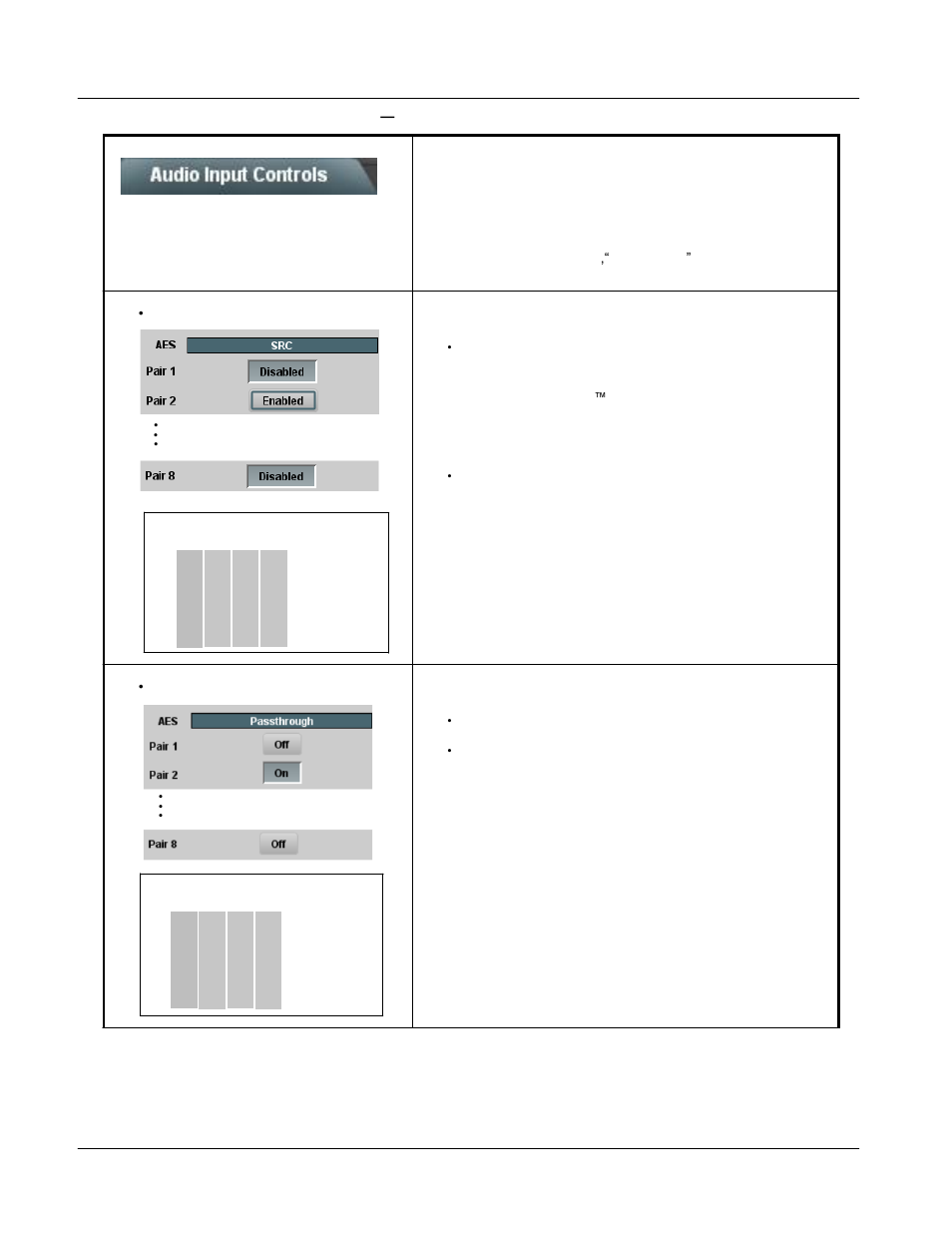 Upc-166 function submenu list and descriptions | Sierra Video UPC-166 User Manual | Page 62 / 123