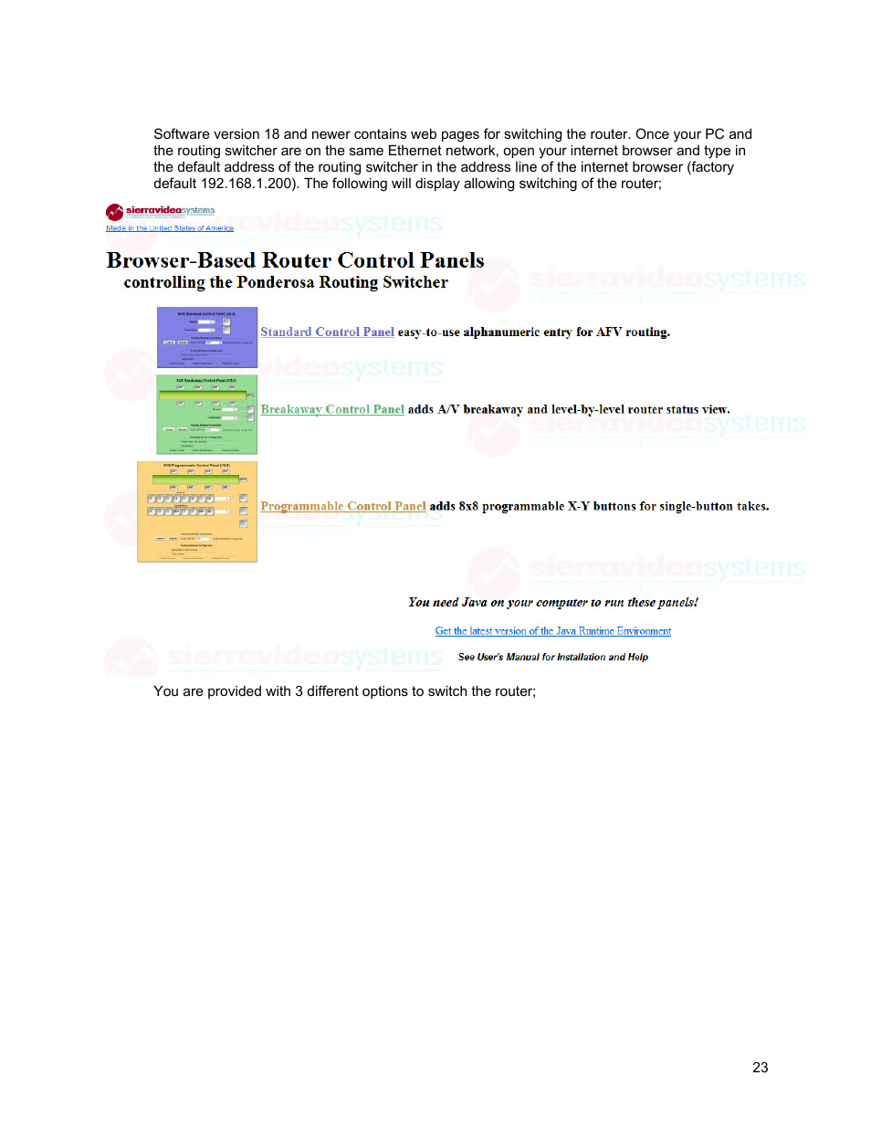 V18 and newer software | Sierra Video Ponderosa 3G Series Routing Switcher User Manual | Page 29 / 104