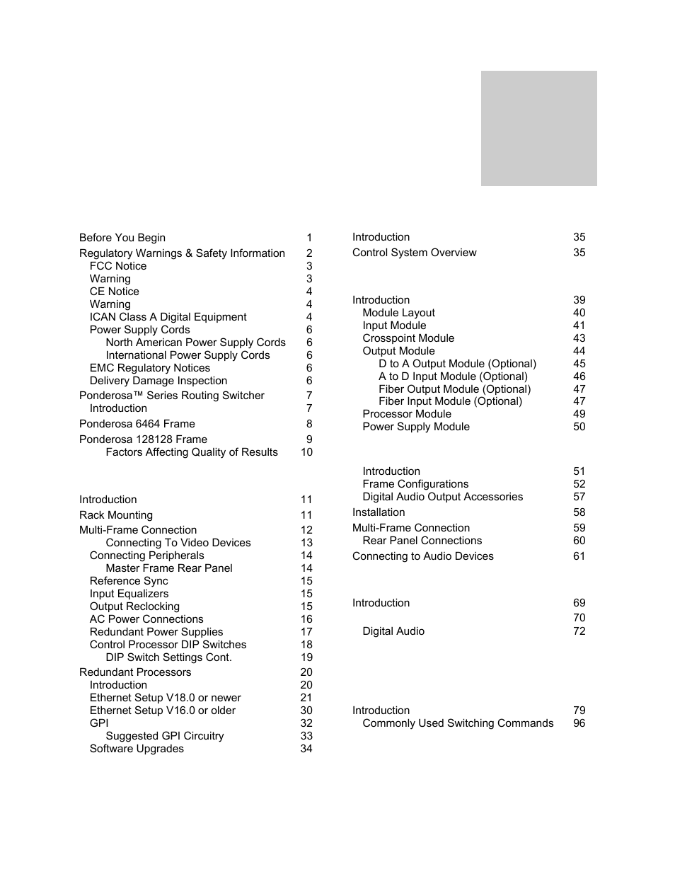 Sierra Video Ponderosa 3G Series Routing Switcher User Manual | Page 5 / 104