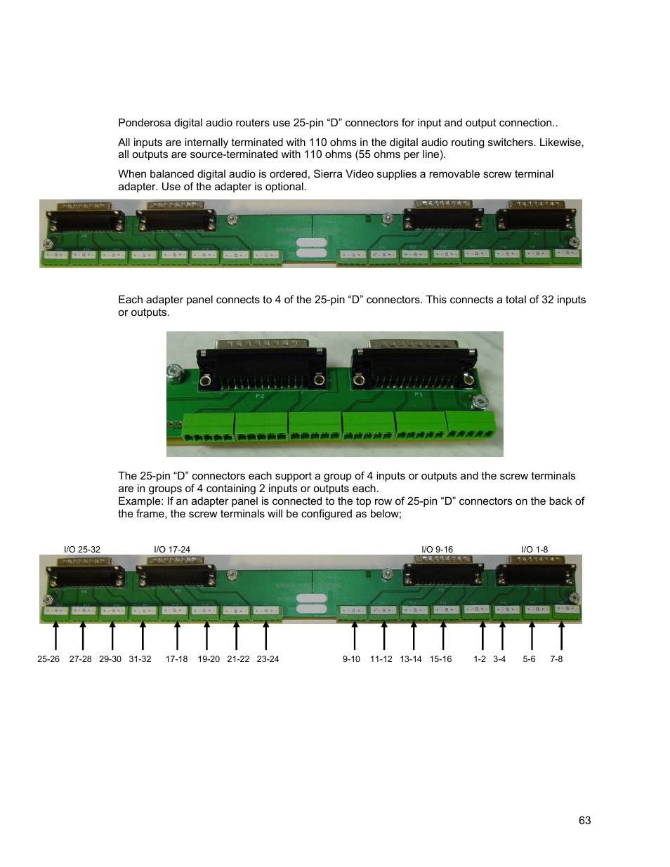 Balanced digital audio | Sierra Video Ponderosa 3G Series Routing Switcher User Manual | Page 69 / 104