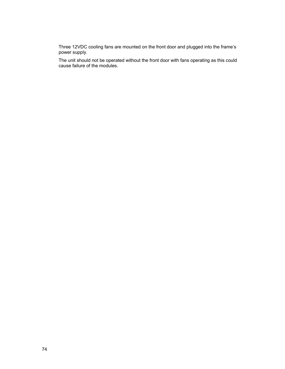 Front door fans | Sierra Video Ponderosa 3G Series Routing Switcher User Manual | Page 80 / 104