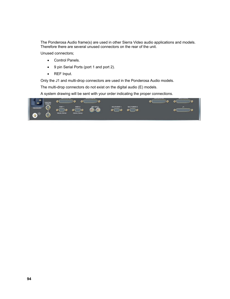 Rear panel connections | Sierra Video Ponderosa 3G Series Routing Switcher Family with MediaNav User Manual | Page 100 / 128