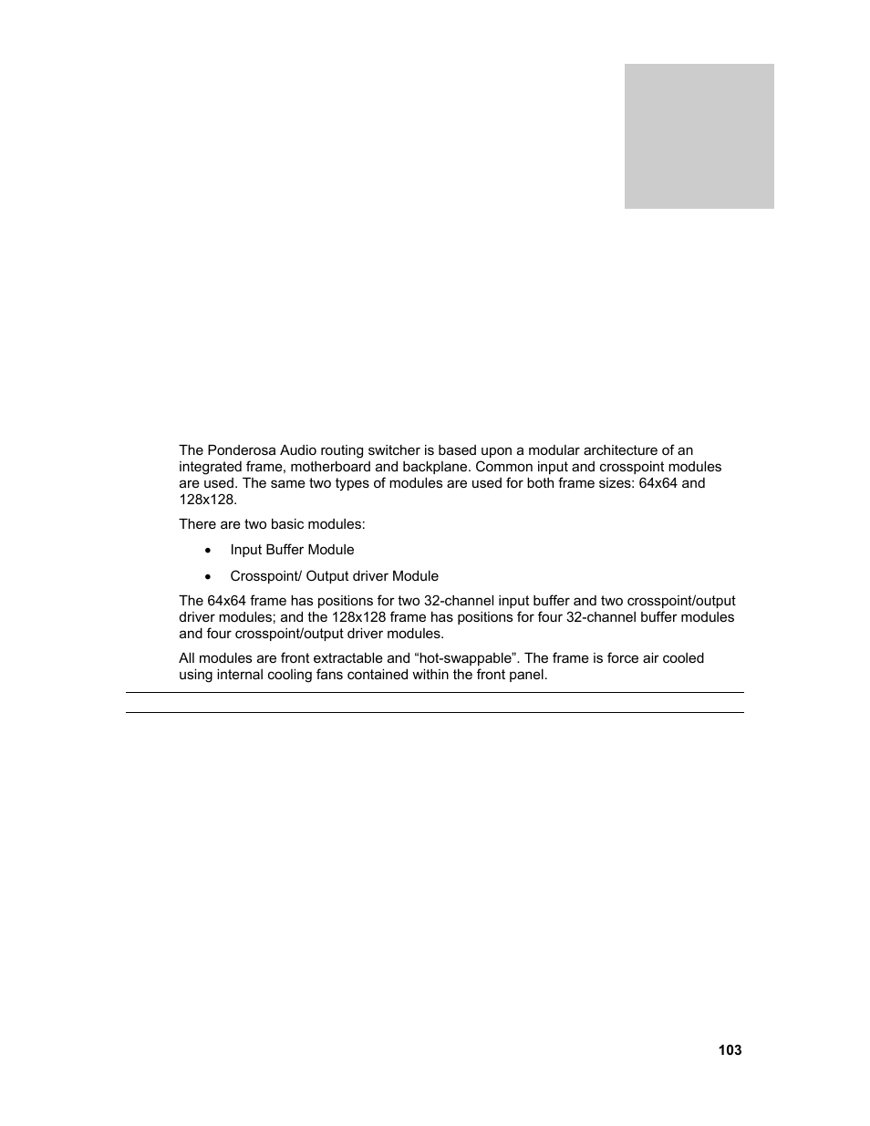 Audio module overview | Sierra Video Ponderosa 3G Series Routing Switcher Family with MediaNav User Manual | Page 109 / 128