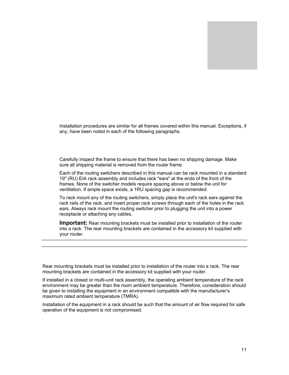 Installation, Introduction, Rack mounting | Chapter | Sierra Video Ponderosa 3G Series Routing Switcher Family with MediaNav User Manual | Page 17 / 128