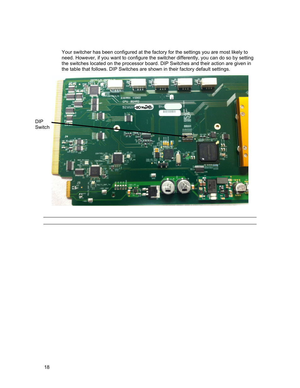 Control processor dip switches | Sierra Video Ponderosa 3G Series Routing Switcher Family with MediaNav User Manual | Page 24 / 128