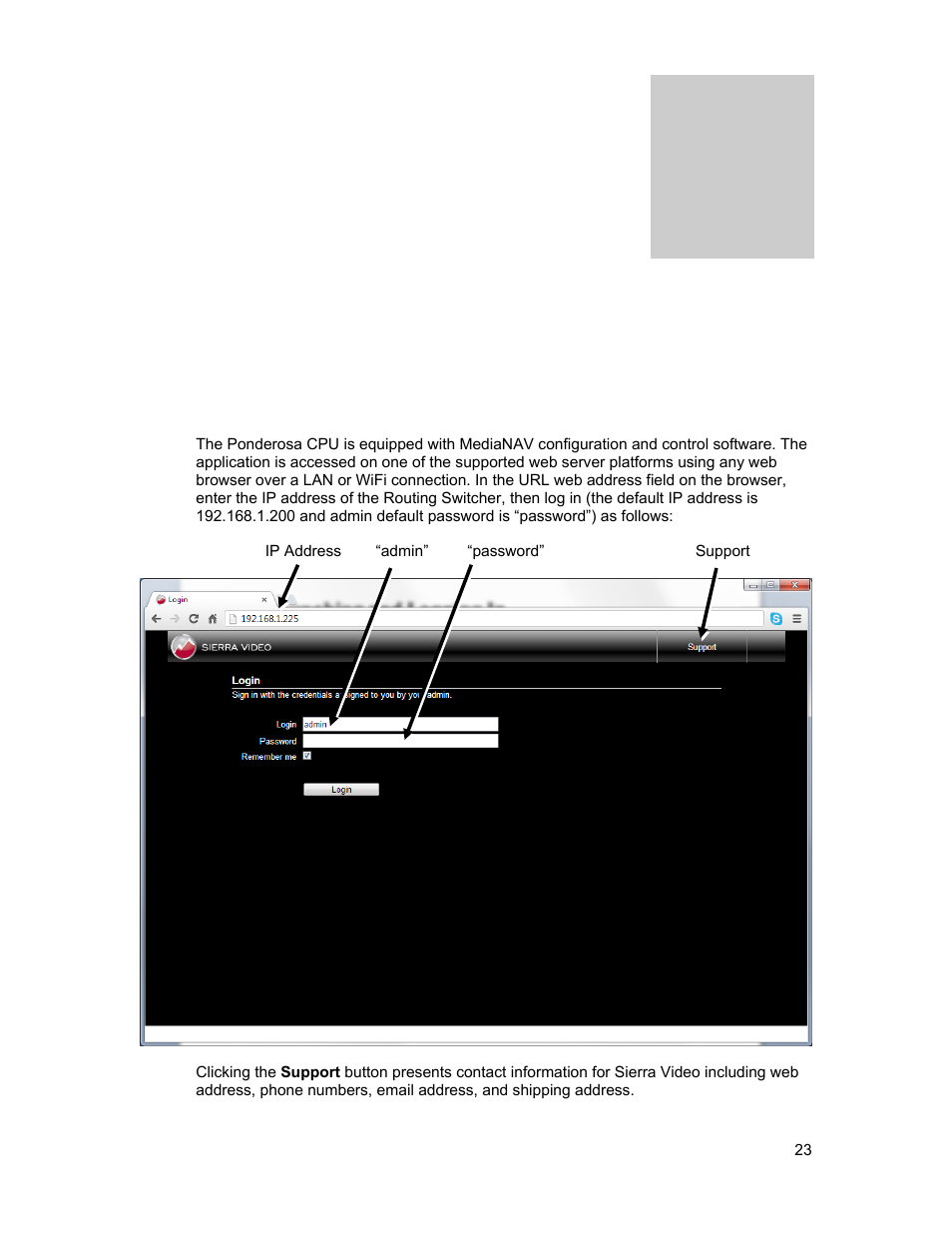 User interface | Sierra Video Ponderosa 3G Series Routing Switcher Family with MediaNav User Manual | Page 29 / 128