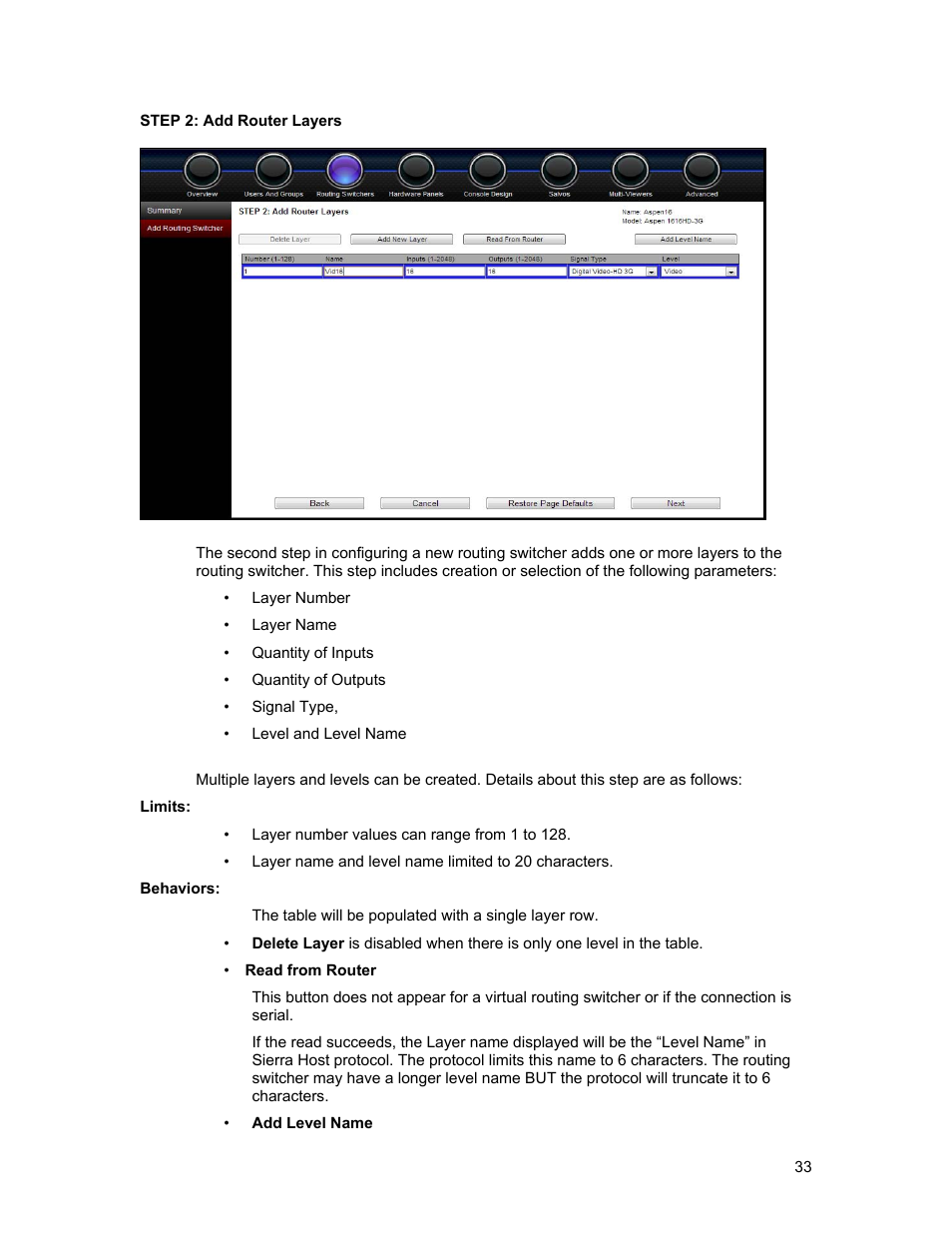 Sierra Video Ponderosa 3G Series Routing Switcher Family with MediaNav User Manual | Page 39 / 128