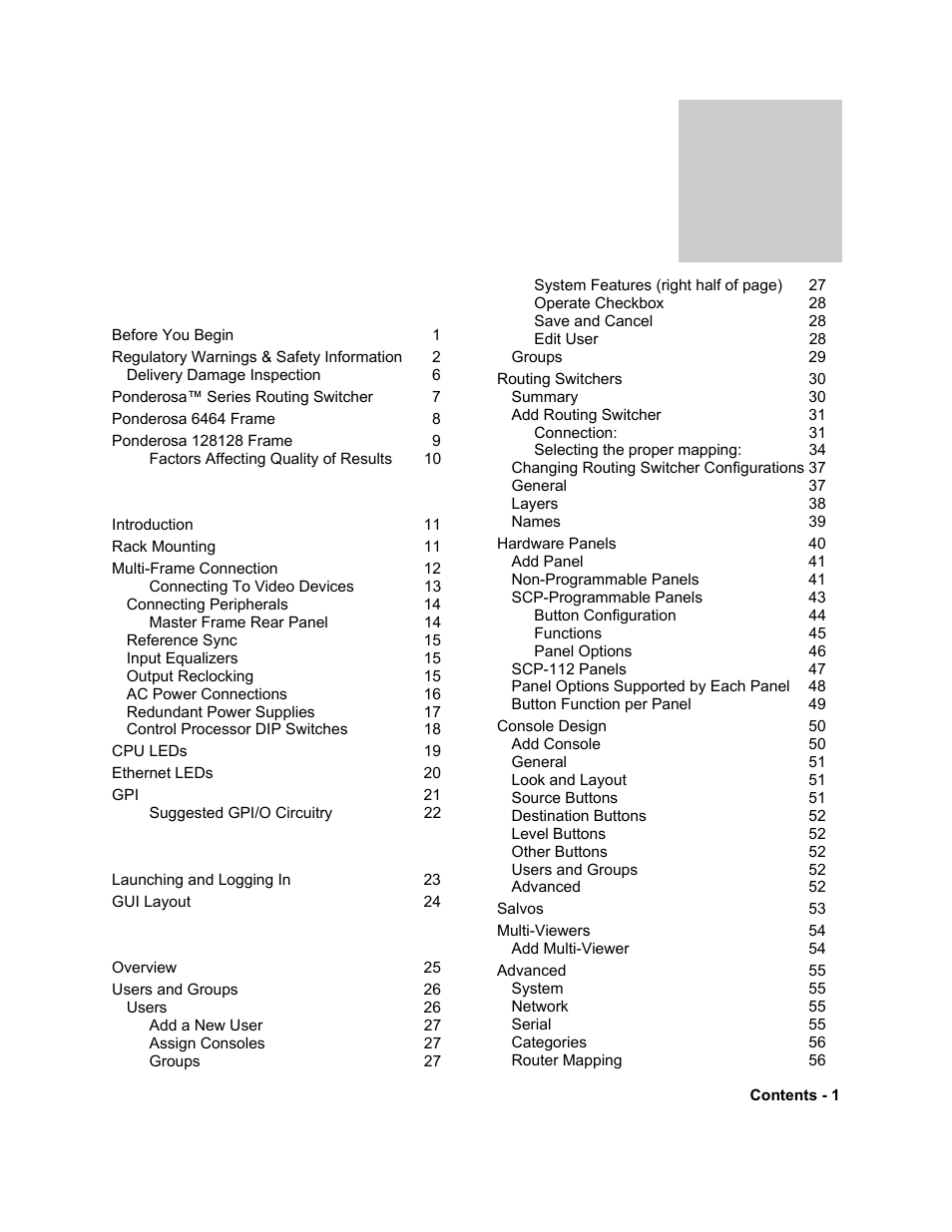 Sierra Video Ponderosa 3G Series Routing Switcher Family with MediaNav User Manual | Page 5 / 128