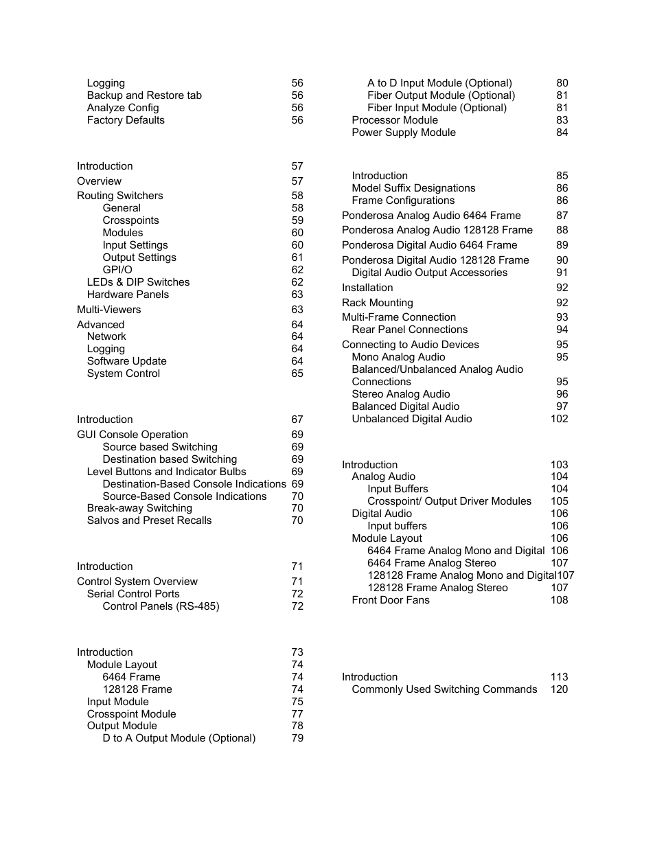 Sierra Video Ponderosa 3G Series Routing Switcher Family with MediaNav User Manual | Page 6 / 128