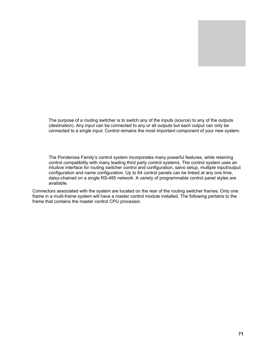 Operation | Sierra Video Ponderosa 3G Series Routing Switcher Family with MediaNav User Manual | Page 77 / 128