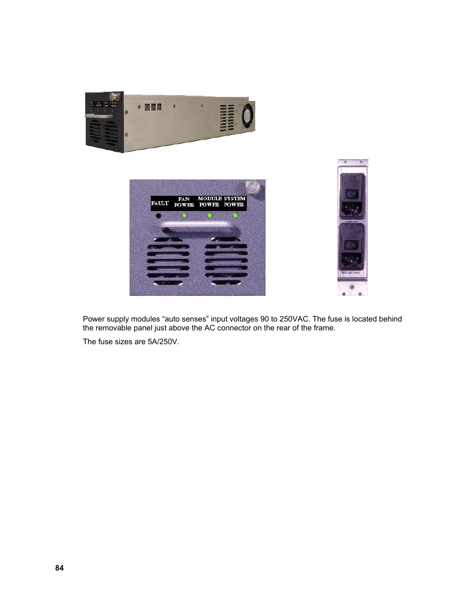 Power supply module | Sierra Video Ponderosa 3G Series Routing Switcher Family with MediaNav User Manual | Page 90 / 128