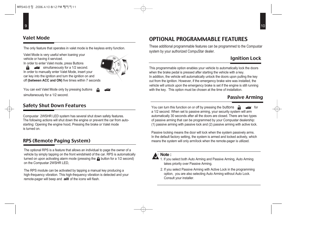 Optional programmable features | CompuSTAR 2WSHR LED User Manual | Page 6 / 8