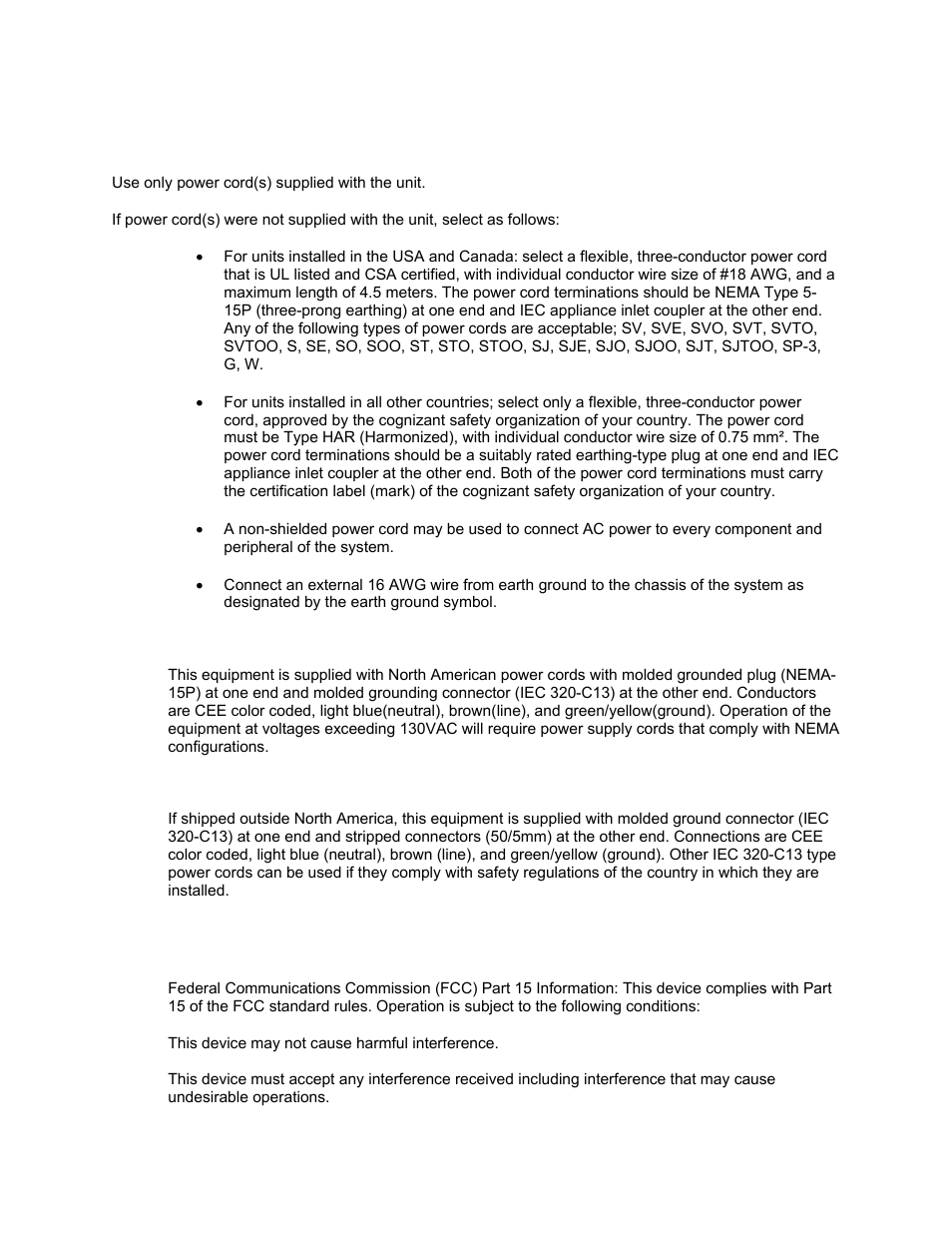 Power supply cords, Emc regulatory notices | Sierra Video Pro XL Series 8 User Manual | Page 12 / 72