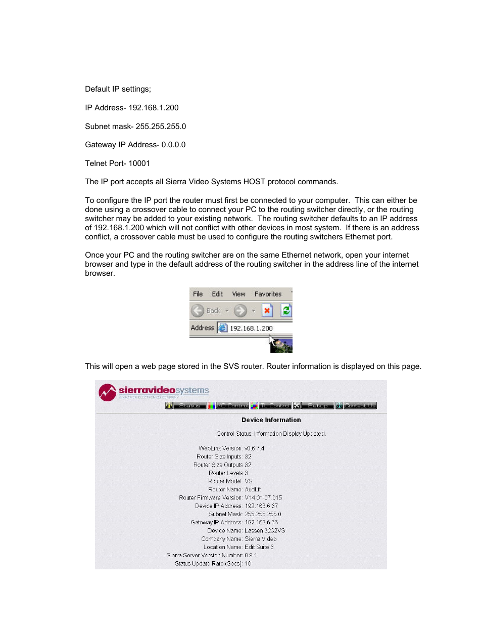 Ethernet setup | Sierra Video Pro XL Series 8 User Manual | Page 25 / 72