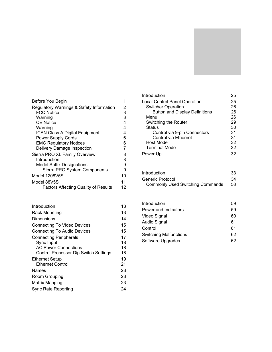 Sierra Video Pro XL Series 8 User Manual | Page 5 / 72