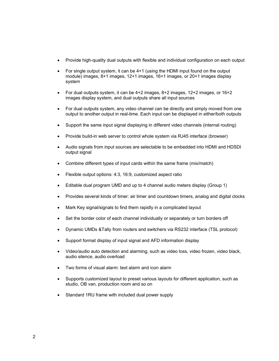 Features | Sierra Video SVG Multi-Viewer User Manual | Page 12 / 84