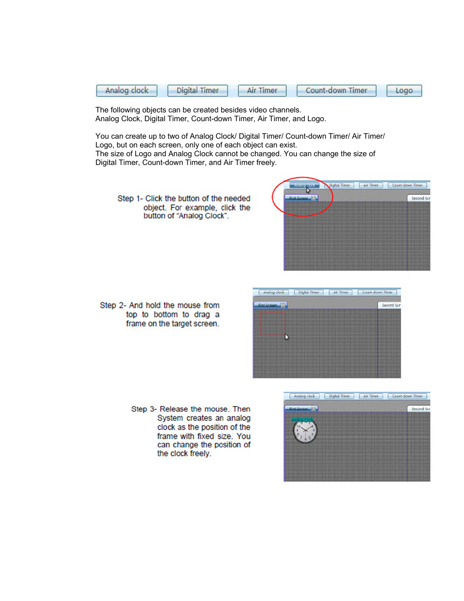 Create clock/ timer/ logo | Sierra Video SVG Multi-Viewer User Manual | Page 43 / 84