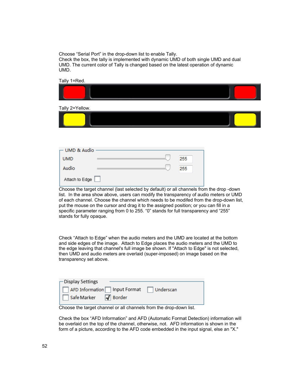 Dynamic tally via serial port (rs232) | Sierra Video SVG Multi-Viewer User Manual | Page 62 / 84