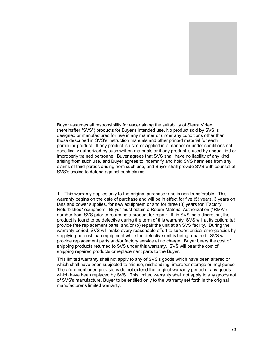Warranty | Sierra Video SVG Multi-Viewer User Manual | Page 83 / 84