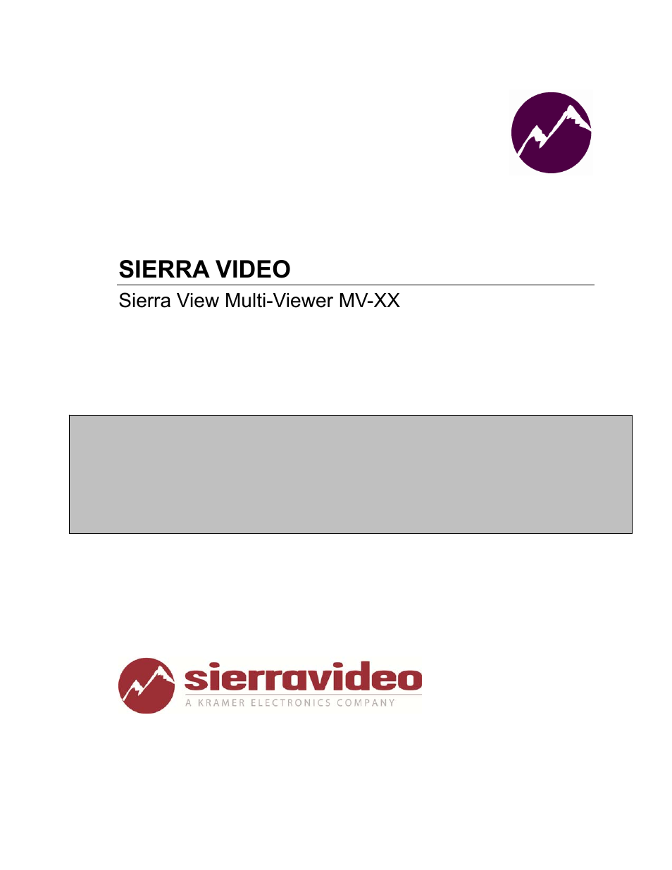 Sierra Video View Multi-Viewer MV-XX User Manual | 94 pages