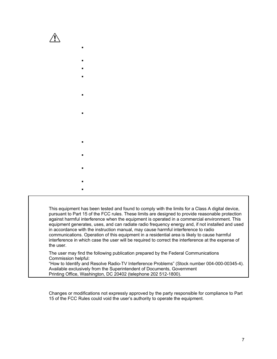 Cautions (continued), Fcc notice, Warning | Sierra Video View Multi-Viewer MV-XX User Manual | Page 13 / 94