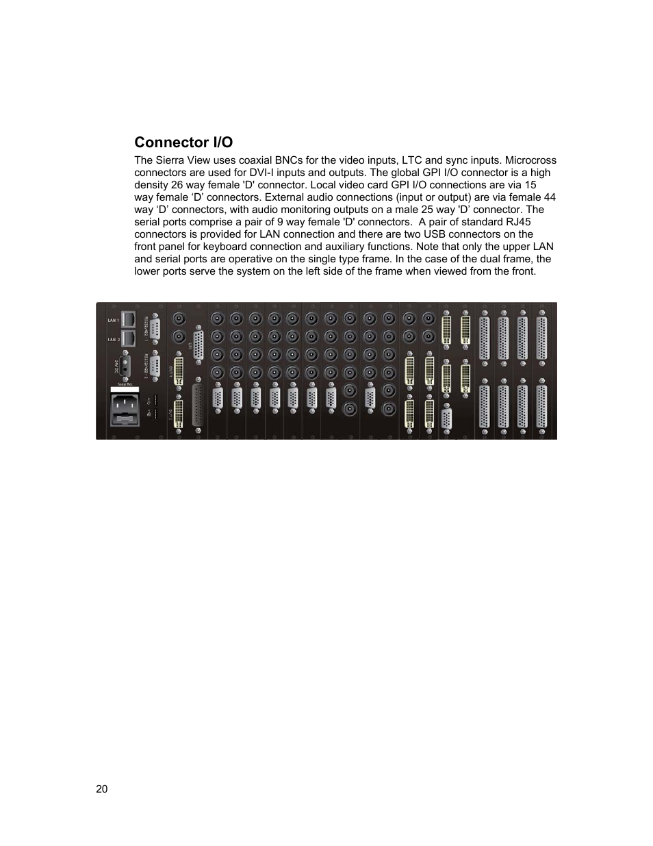 Connector i/o | Sierra Video View Multi-Viewer MV-XX User Manual | Page 26 / 94