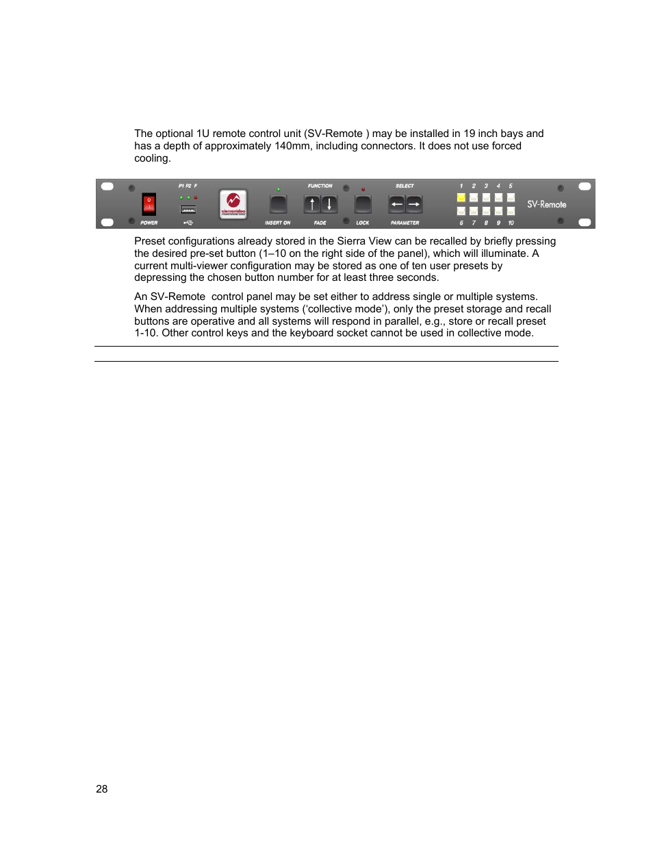 Remote panel | Sierra Video View Multi-Viewer MV-XX User Manual | Page 34 / 94