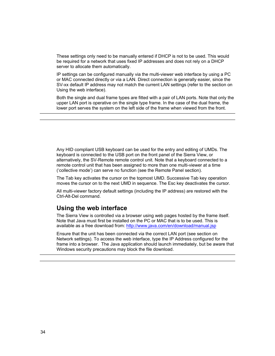 Network settings, Keyboard operation, Using the web interface | Sierra Video View Multi-Viewer MV-XX User Manual | Page 40 / 94