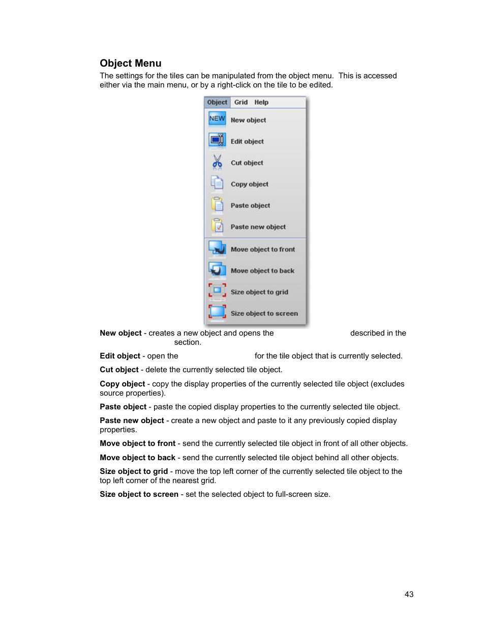 Object menu | Sierra Video View Multi-Viewer MV-XX User Manual | Page 49 / 94