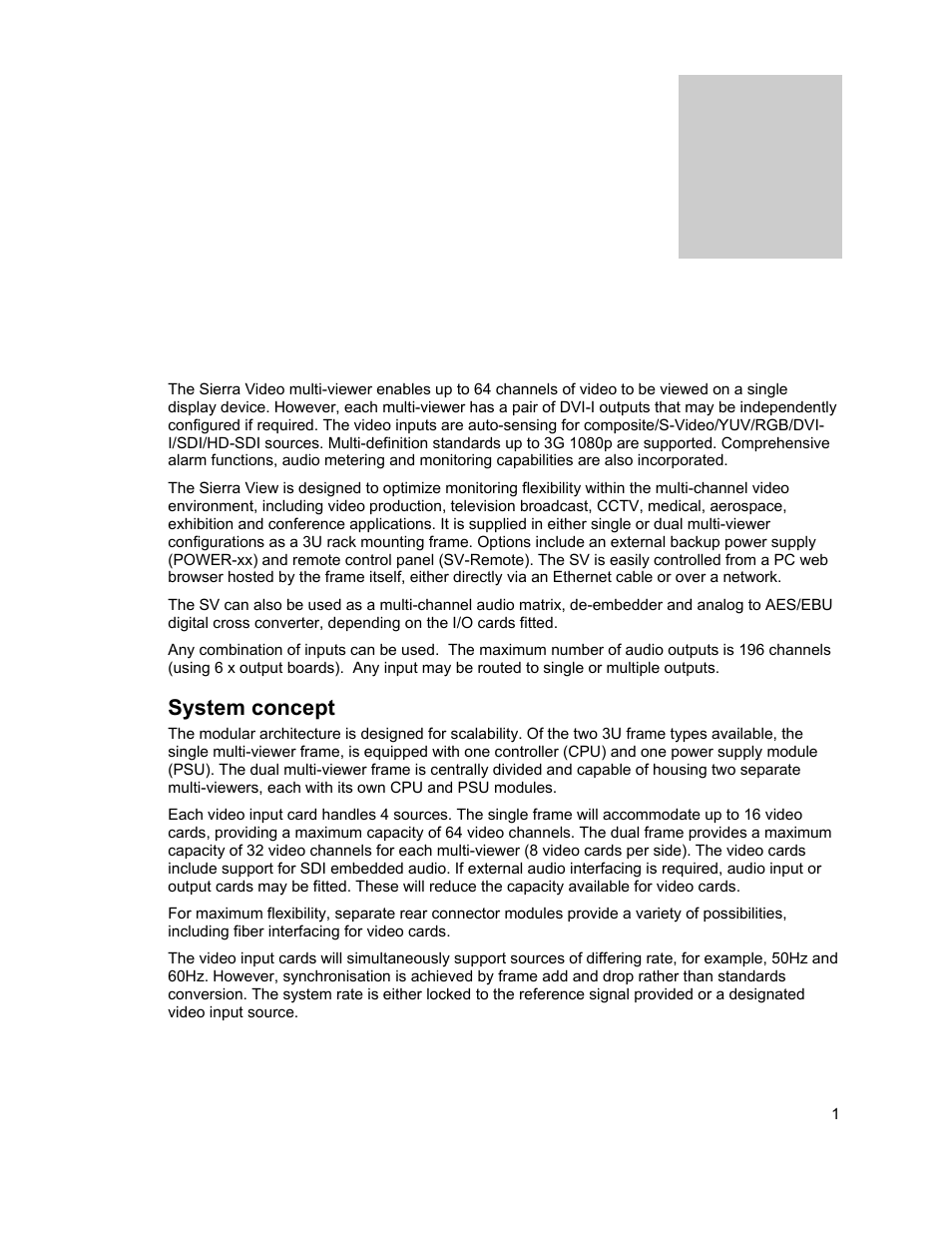 Introduction | Sierra Video View Multi-Viewer MV-XX User Manual | Page 7 / 94