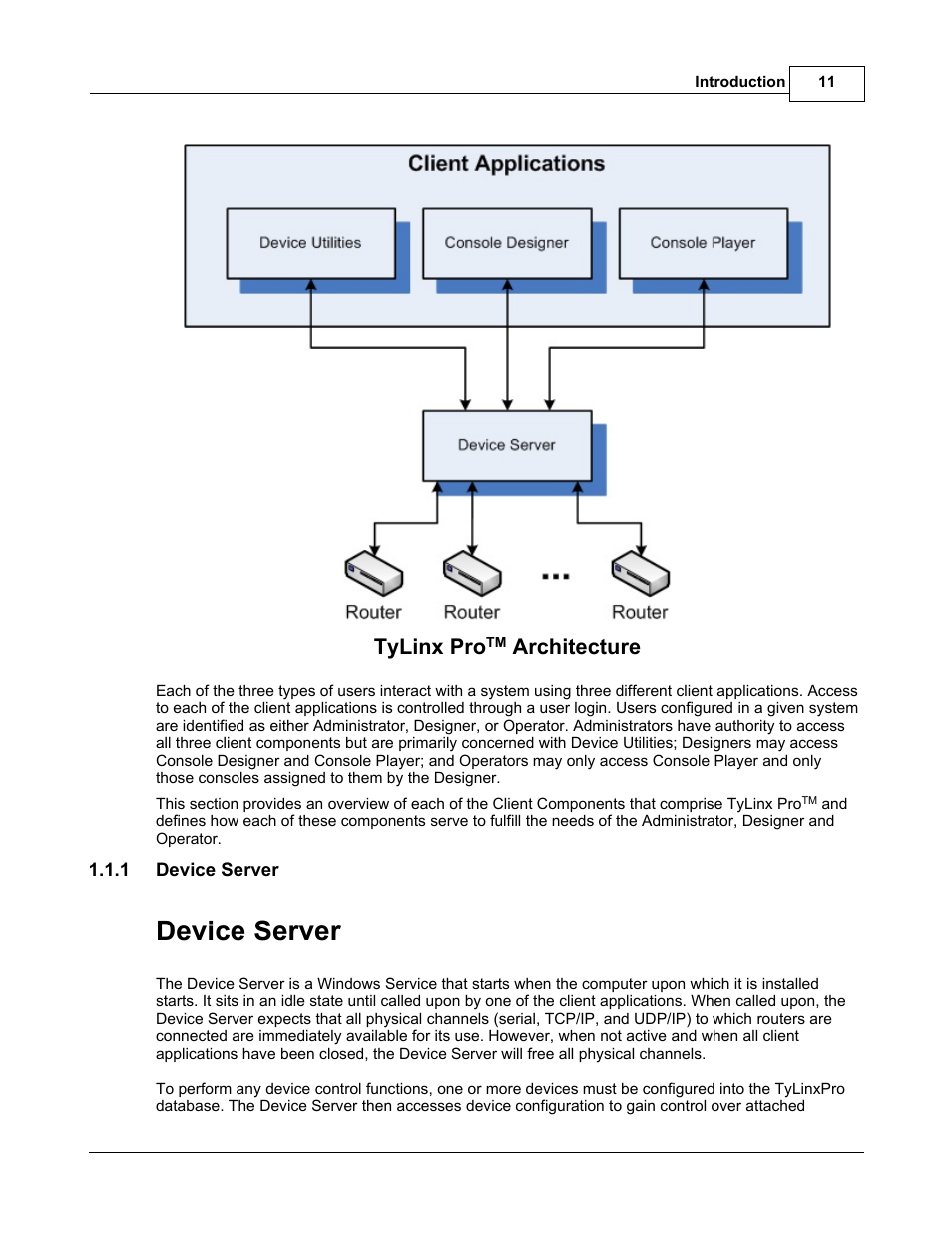 Device server, Tylinx pro, Architecture | Sierra Video TyLinx Pro User Manual | Page 11 / 228