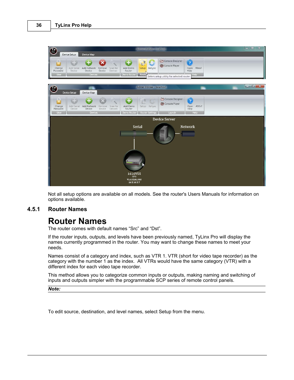 Router names | Sierra Video TyLinx Pro User Manual | Page 36 / 228