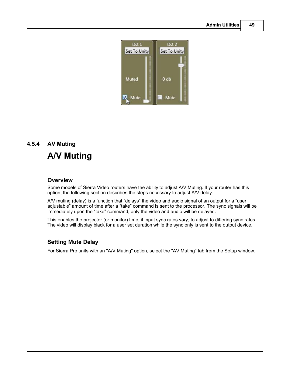 A/v muting | Sierra Video TyLinx Pro User Manual | Page 49 / 228