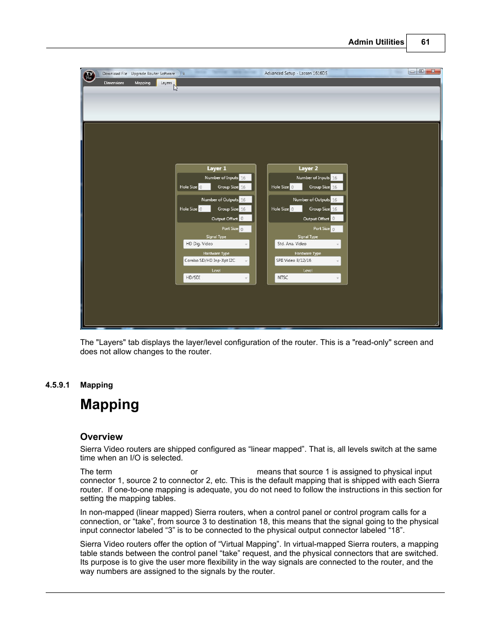 Mapping | Sierra Video TyLinx Pro User Manual | Page 61 / 228