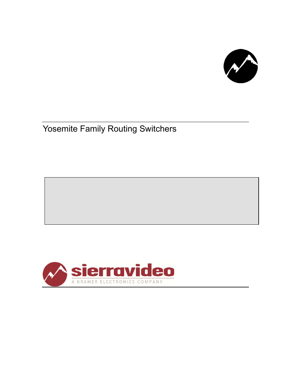 Sierra Video Yosemite User Manual | 102 pages