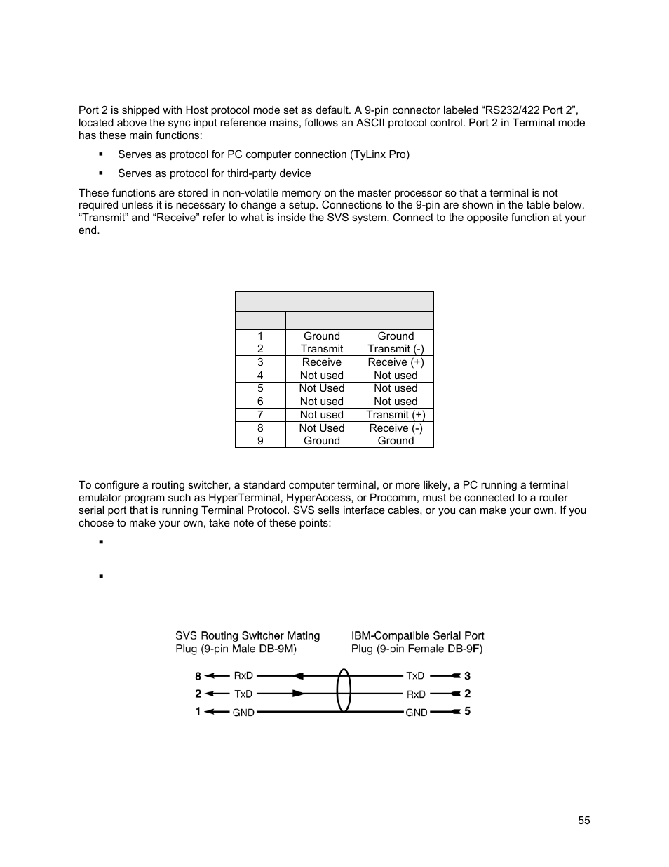 9 pin serial connections | Sierra Video Yosemite User Manual | Page 61 / 102